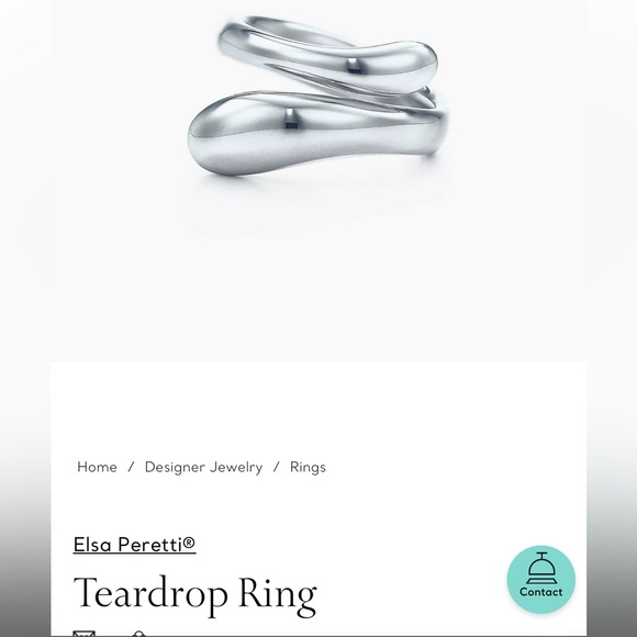 Tiffany & Co. Elsa Peretti Teardrop Bypass Ring
925 Sterling Silver Sz. 7.0 💎 - Picture 8 of 9